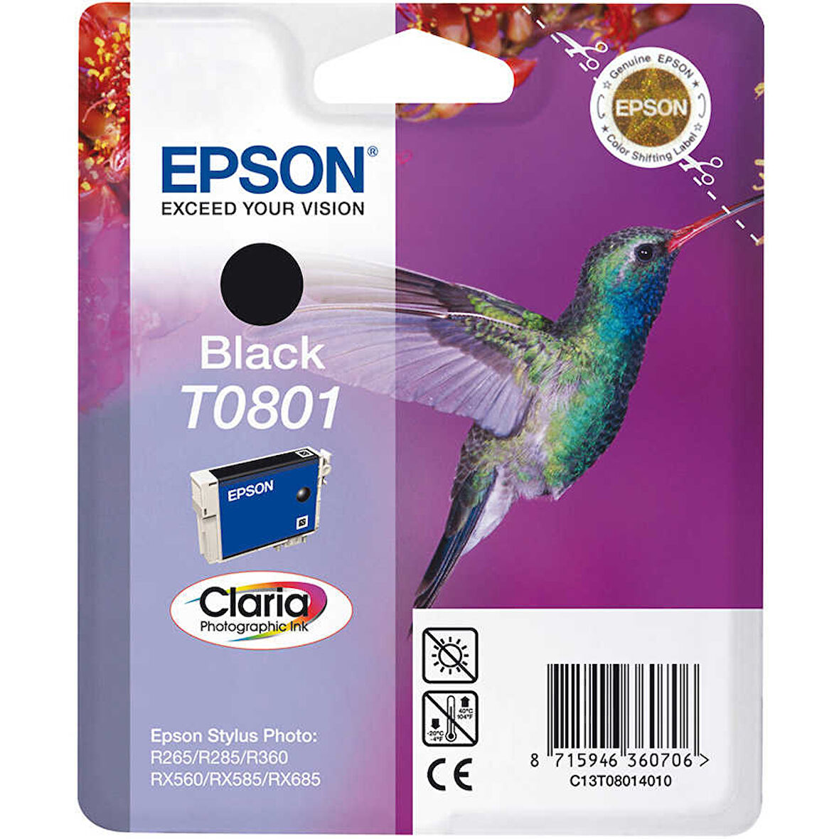 Epson T0801-C13T08014020 Siyah Orijinal Kartuş