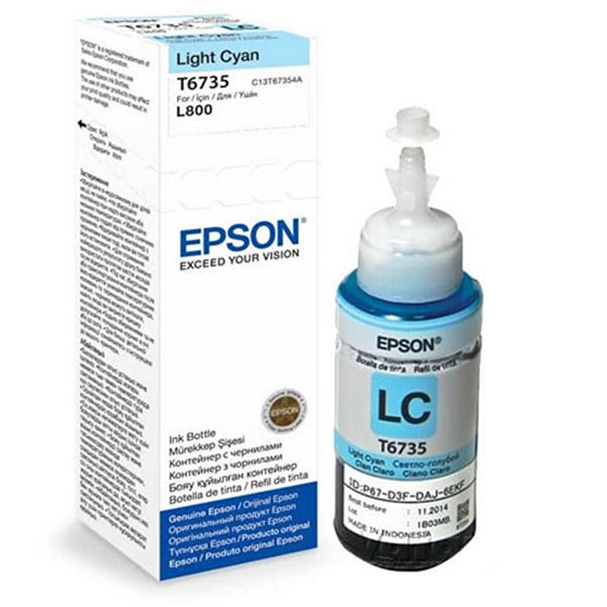 Epson T6735 L800-L810-L850-L1800 Light Cyan (Açık Mavi) Mürekkep 70ml