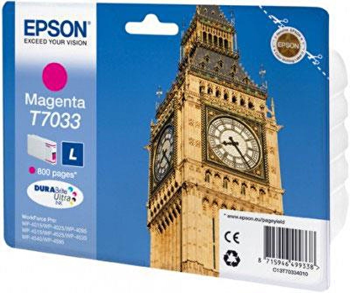 Epson T7033 Magenta Kırmızı 800 Sayfa Mürekkep Kartuş T70334010