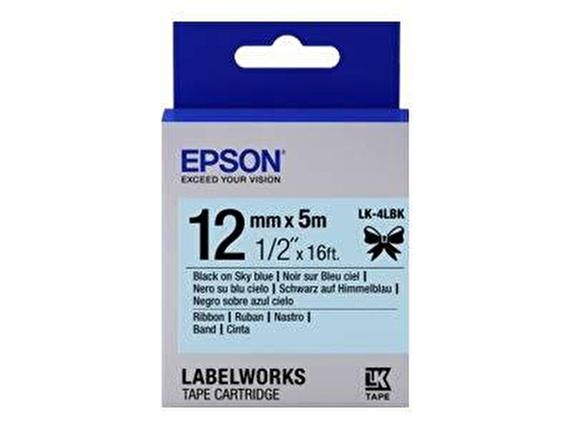 Epson LK-4SBE Siyah Üzeri Mat Silver 12MM 9Metre Etiket