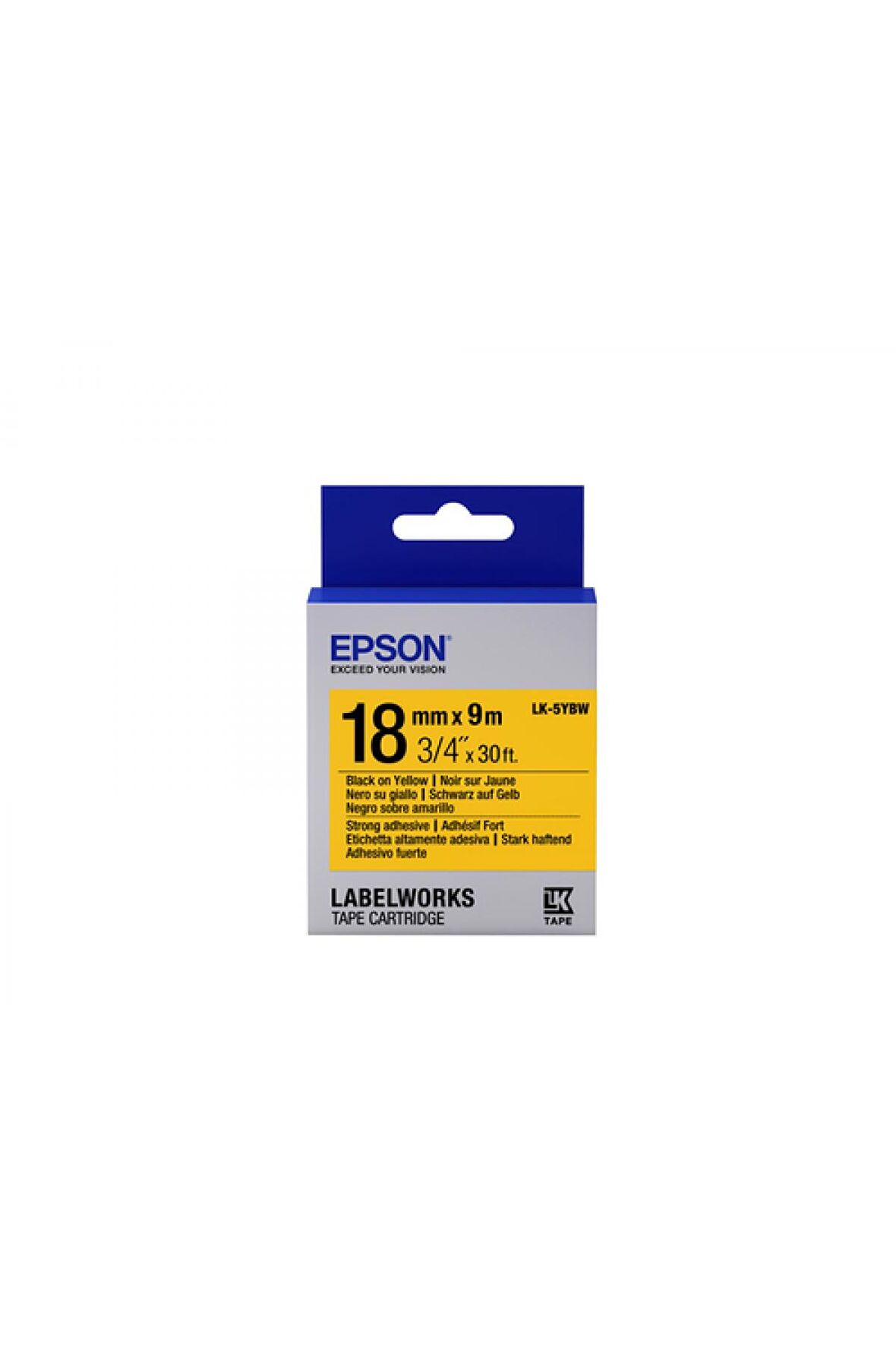 Epson LK-5YBW Strong Siyah Üzeri Sarı 18MM 1,5Metre Etiket