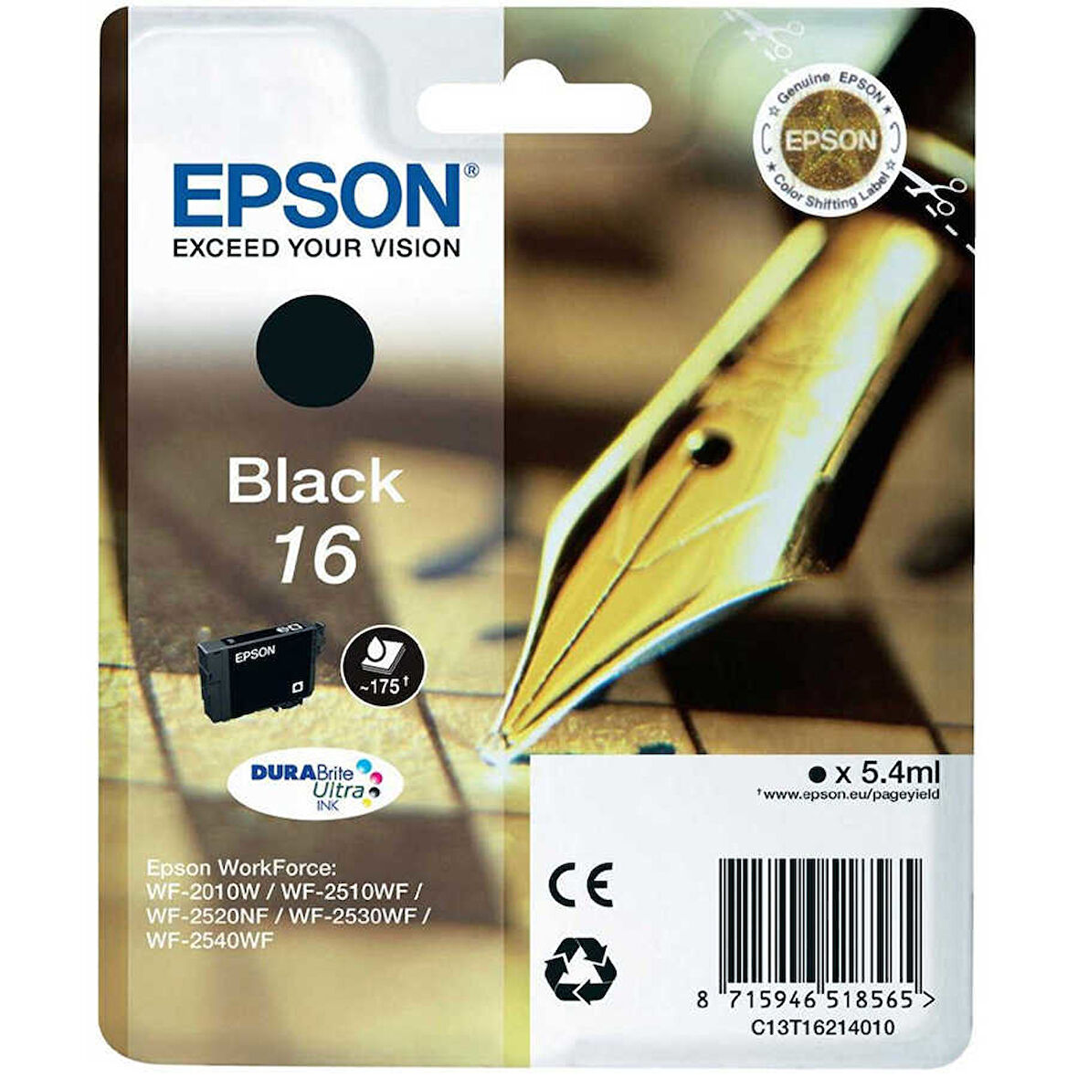 Epson 16-T1621-C13T16214020 Siyah Orijinal Kartuş