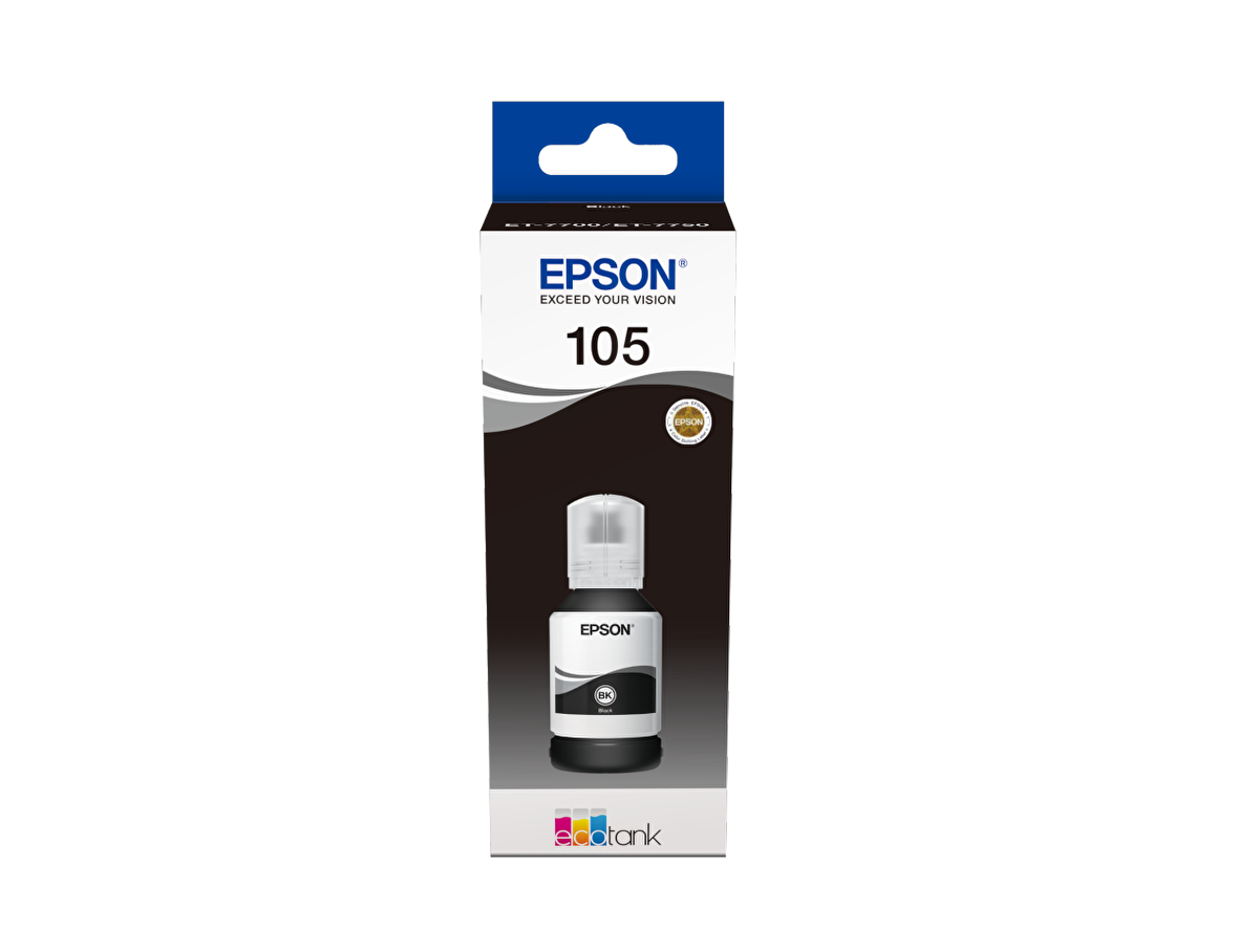 Epson 105 EcoTank Siyah Mürekkep Şişesi, 140 ml. L7160/L7180 (C13T00Q140) Black