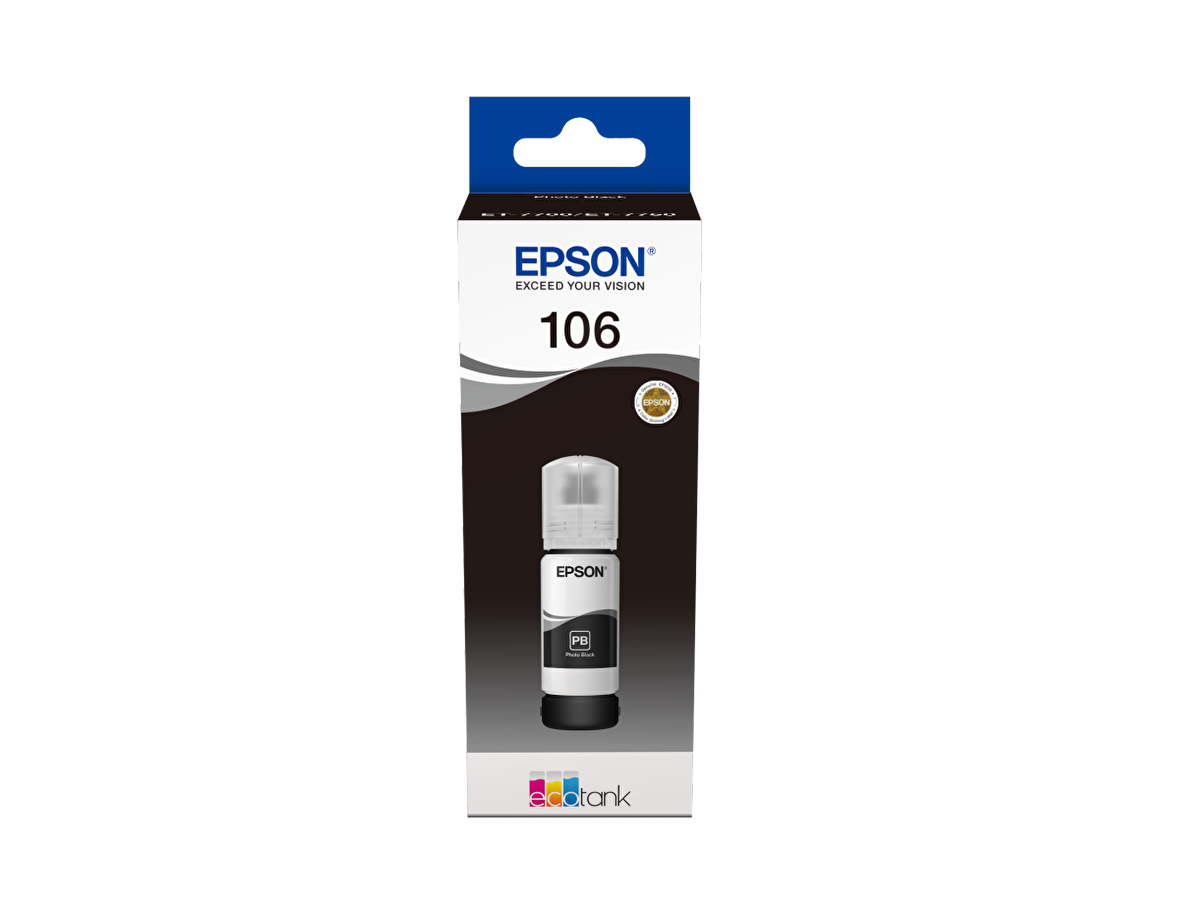 Epson 106 EcoTank Siyah Mürekkep Şişesi, 70 ml. L7160/L7180 (C13T00R140) Black