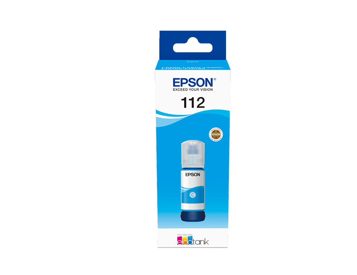 Epson 112 EcoTank Mavi Mürekkep Şişesi, 70 ml (C13T06C24A) Cyan