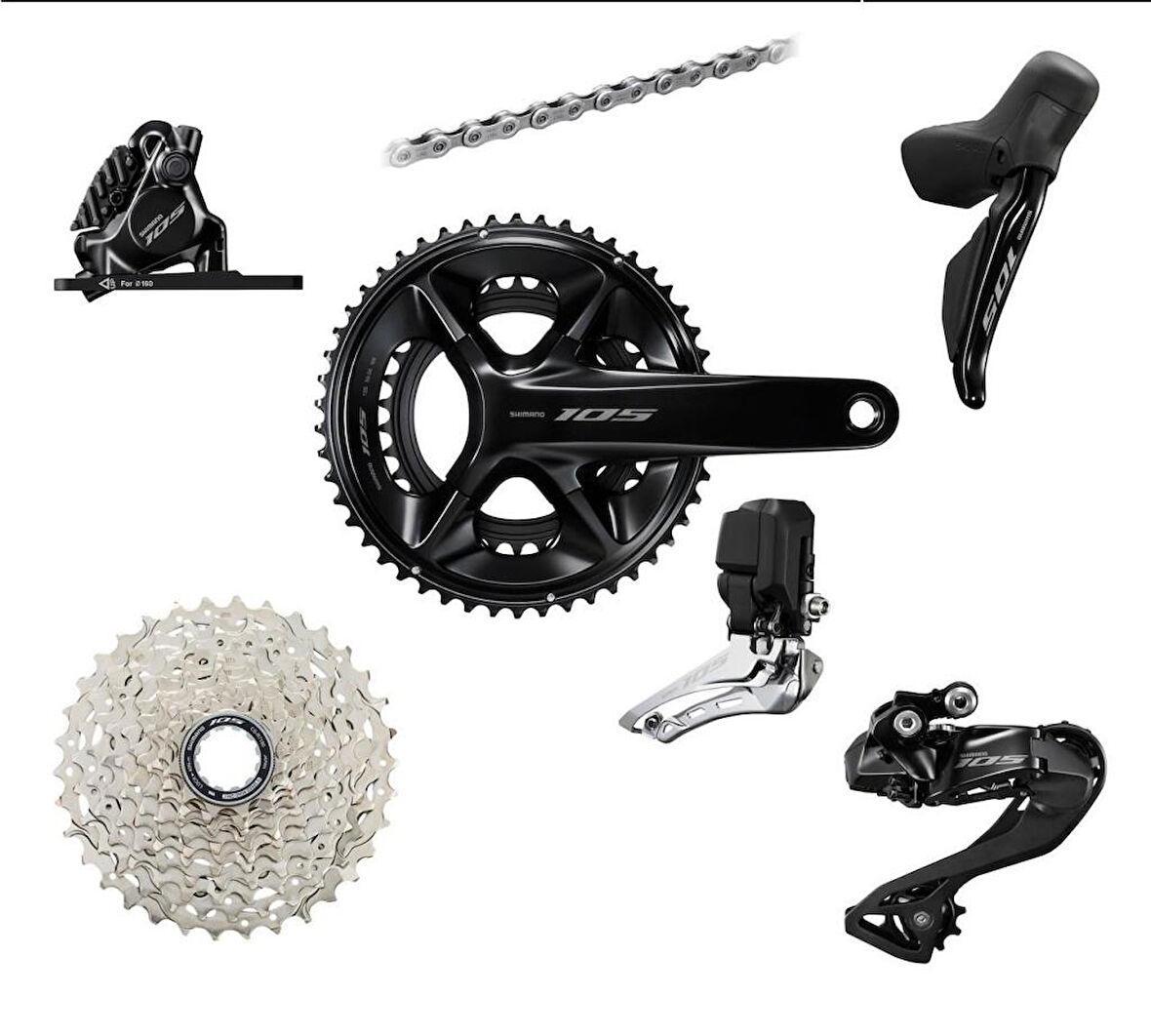 Shimano 105 R7100 Di2 Disk Fren Grupset 12 Vites (50/34T) 170mm