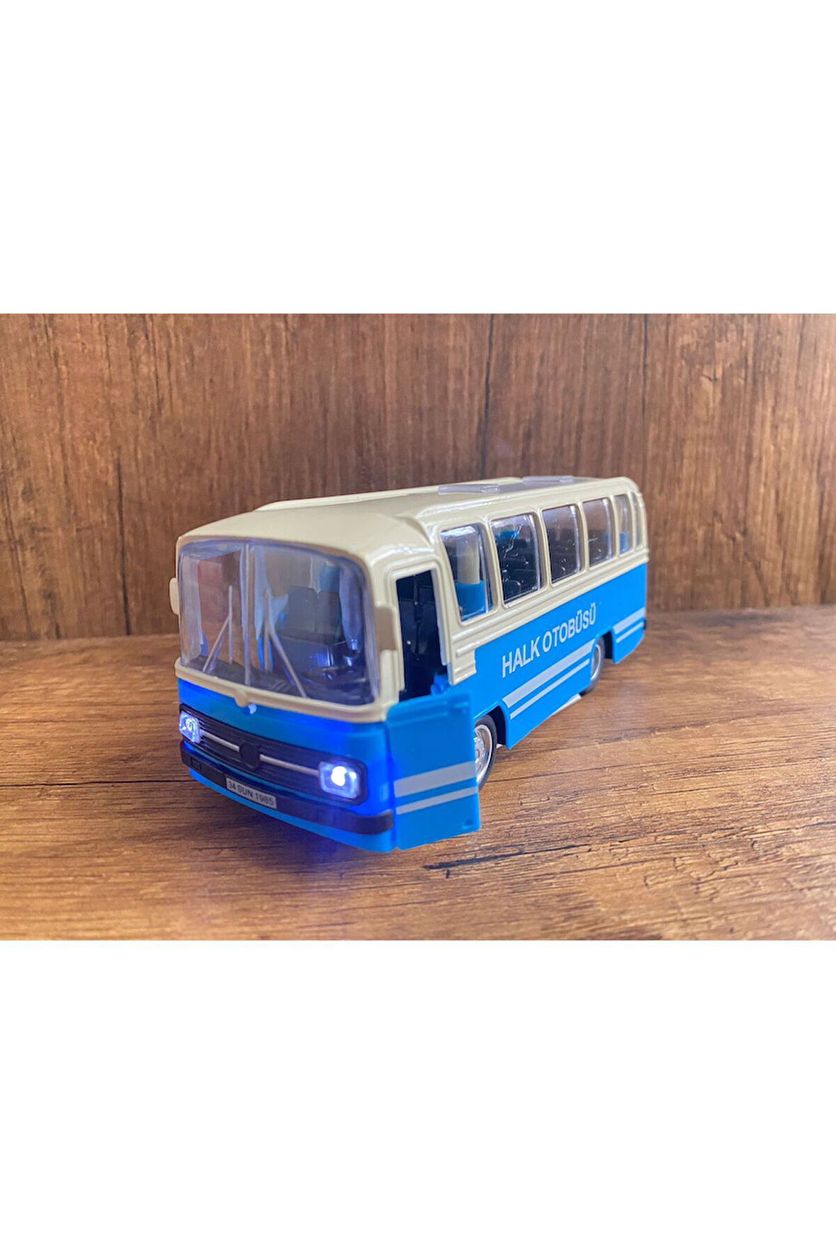 1/27 Ölçek Nostalji Halk Otobüsü Sesli Ve Işıklı Oyuncak Halk Otobüsü Mavi Eski Model Otobüs Diecast