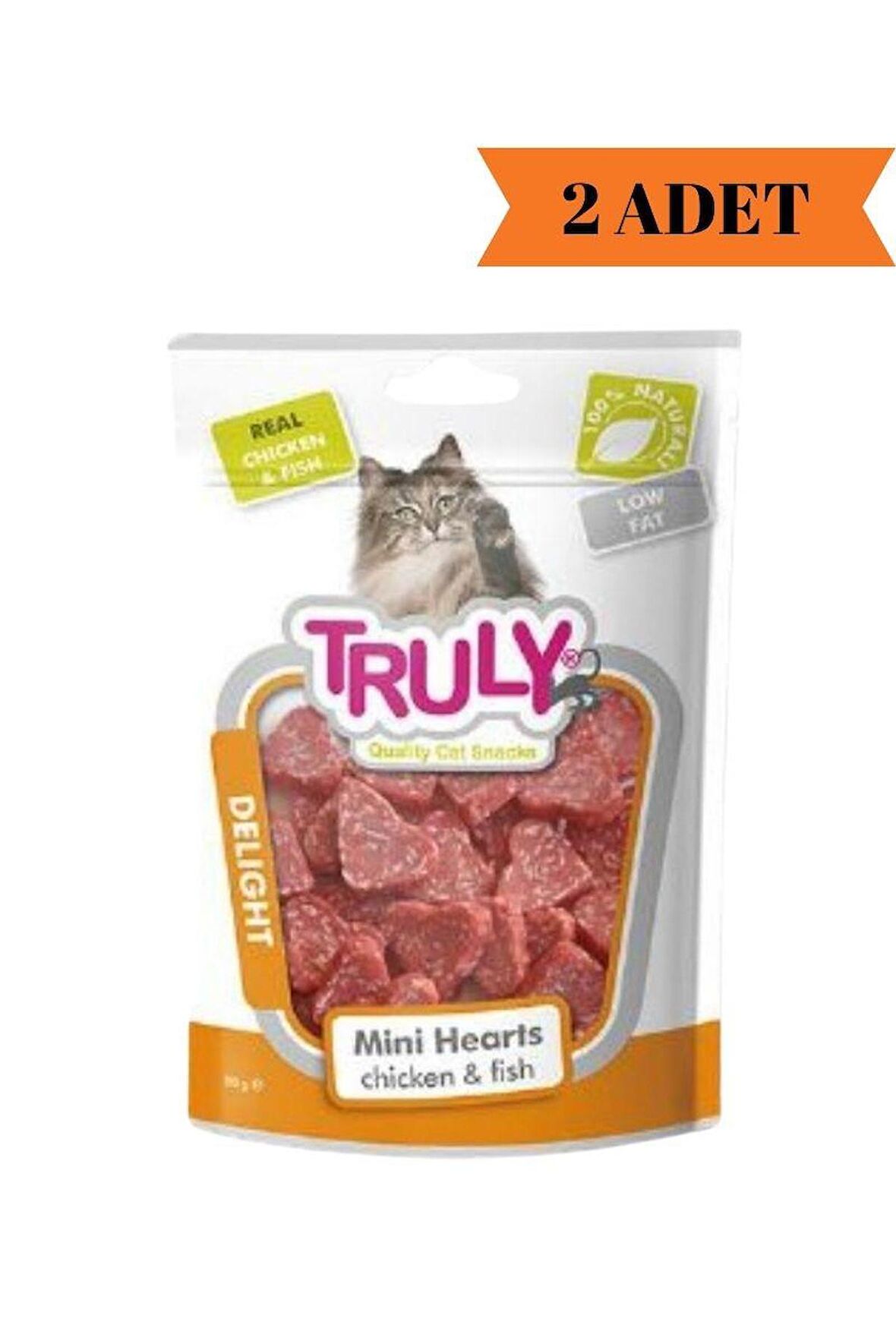 Truly Yumuşak Kedi Ödülü Tavuk-Balık Kalp Şekilli 50 Gr x 2 Adet