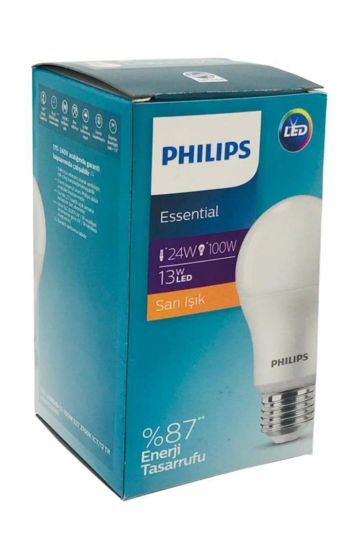 Philips 13-14W (100W) Led Ampul Sarı Işık 2700K E27 Duy