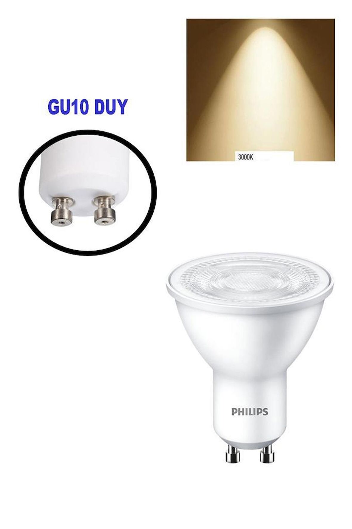 Philips Essential 4,7W (50W) Led Ampul Sarı 2700K - GU10 Duy