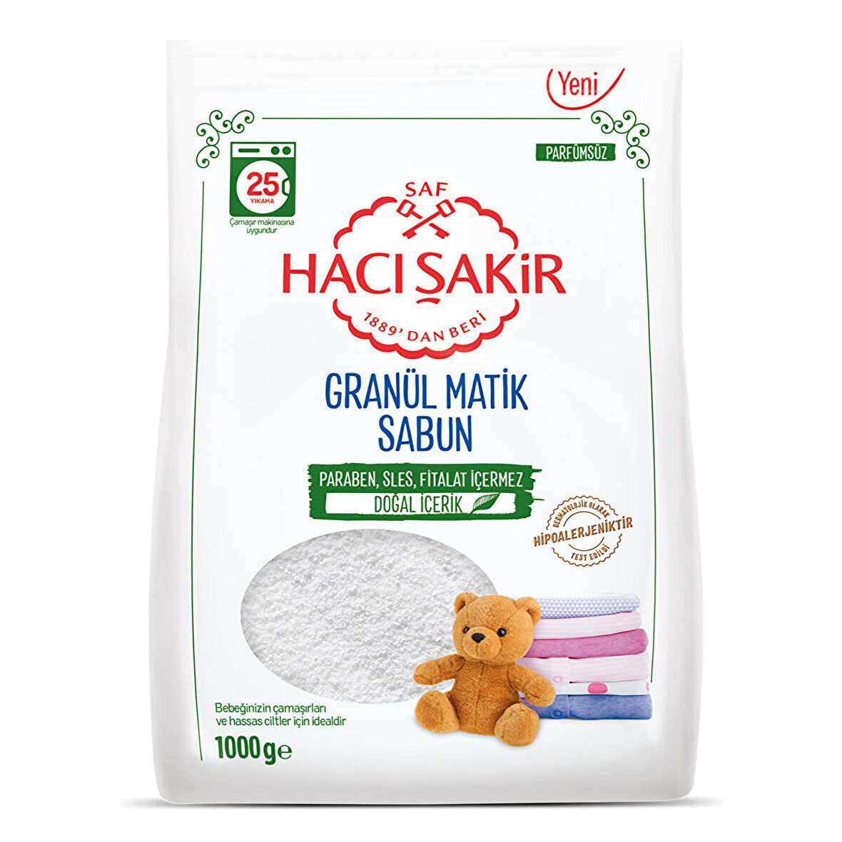 Hacı Şakir Granül Matik Bebekler ve Hassas Ciltler İçin Çamaşır Deterjanı Lavanta 1000 gr