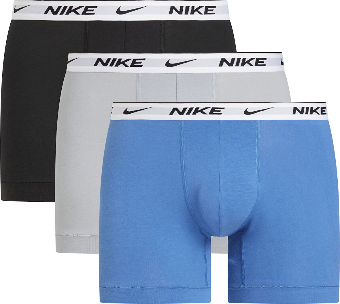 Erkek Nike Marka Logolu Elastik Bantlı Günlük Kullanıma Uygun Mavi-Gri-Siyah Boxer 0000KE1008-F8G