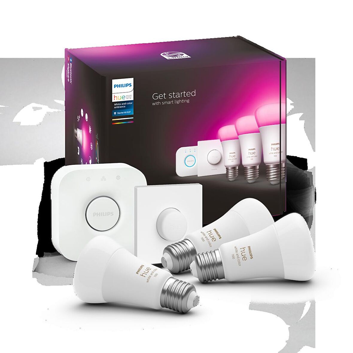 Philips Hue 9-75W Renkli Akl. Başl. Seti 3lü Akl. Butonlu E27 Bt - 929002468803