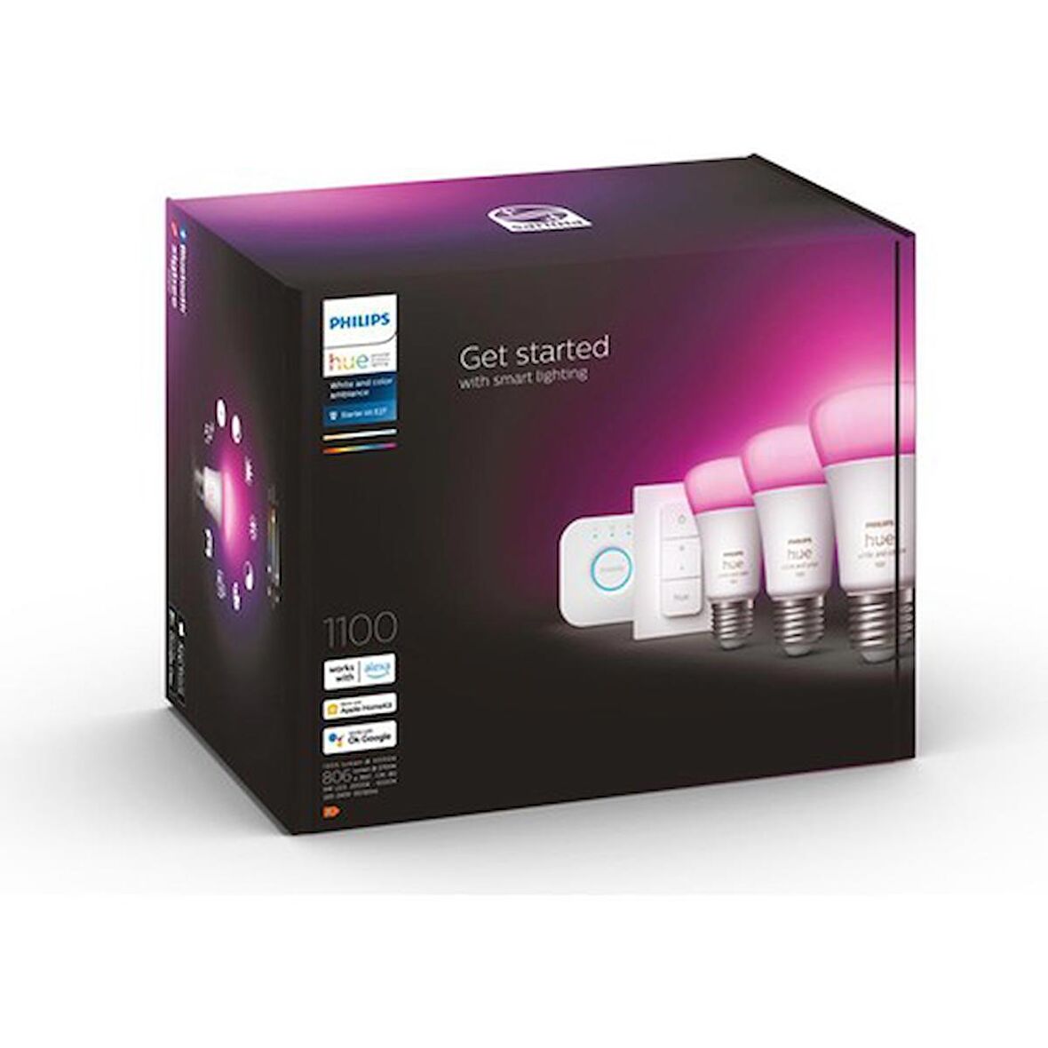 Philips Hue 75W Renkli Akıllı Başlangıç Seti 3'lü Kumandalı E27 Bluetooth Özellikli