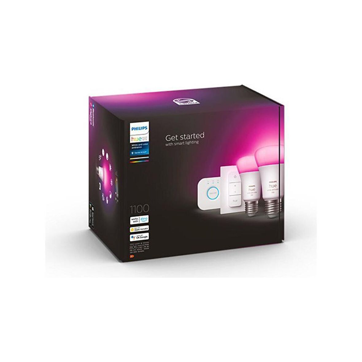 Philips Hue 9-75W Renkli Akıllı Başlangıç Seti 2'li Kumandalı E27 Bluetooth Özellikli