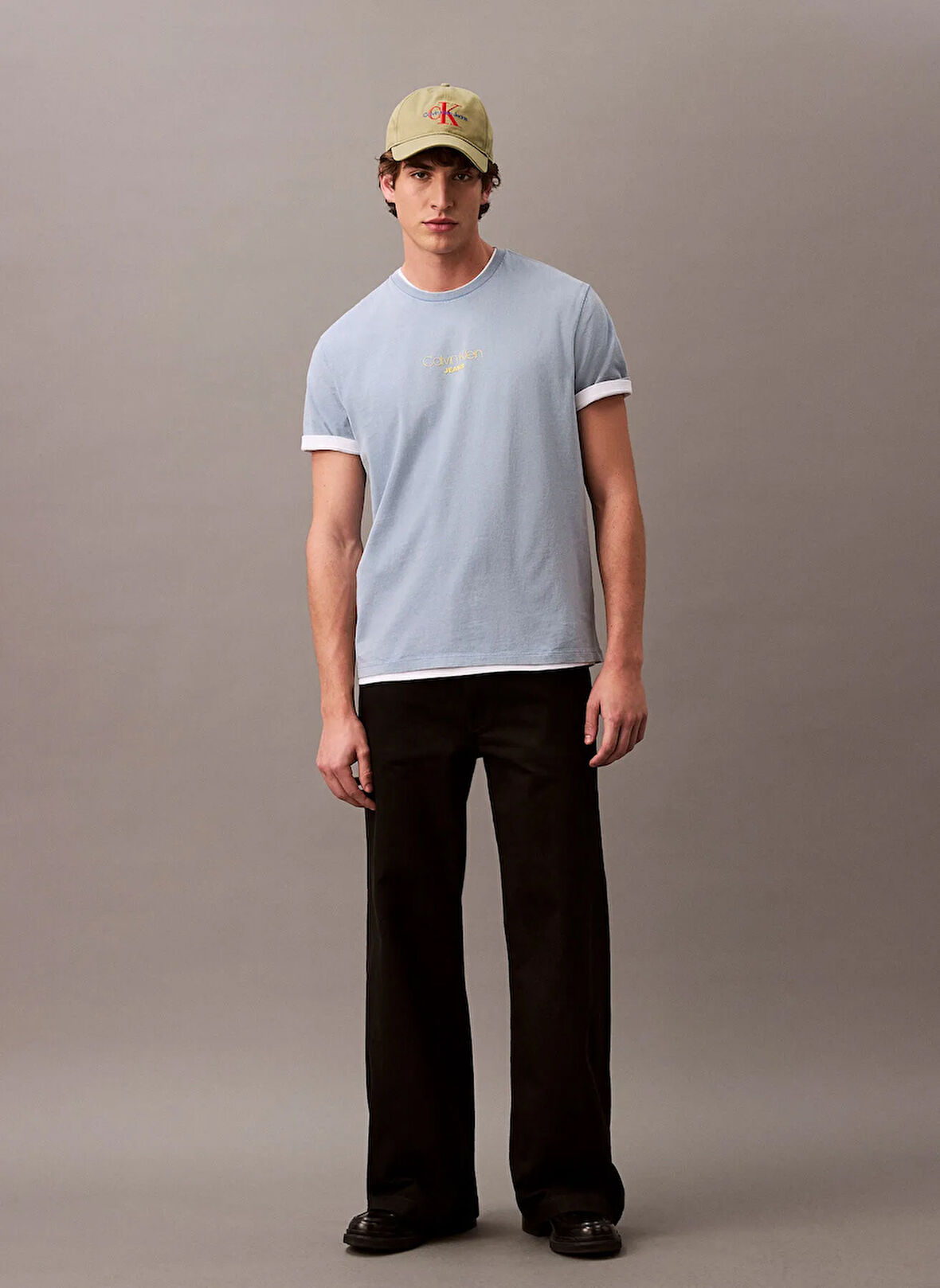 Calvin Klein Jeans Mavi Erkek T-Shirt LV04RB824GCFF SS ACID WASH 20S CN
