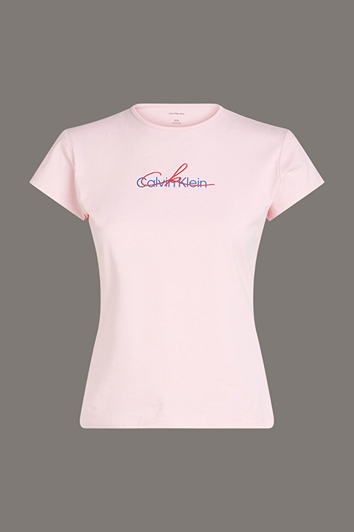 Kadın Ck Slim Script Logo T-Shirt - Pembe | 2XS