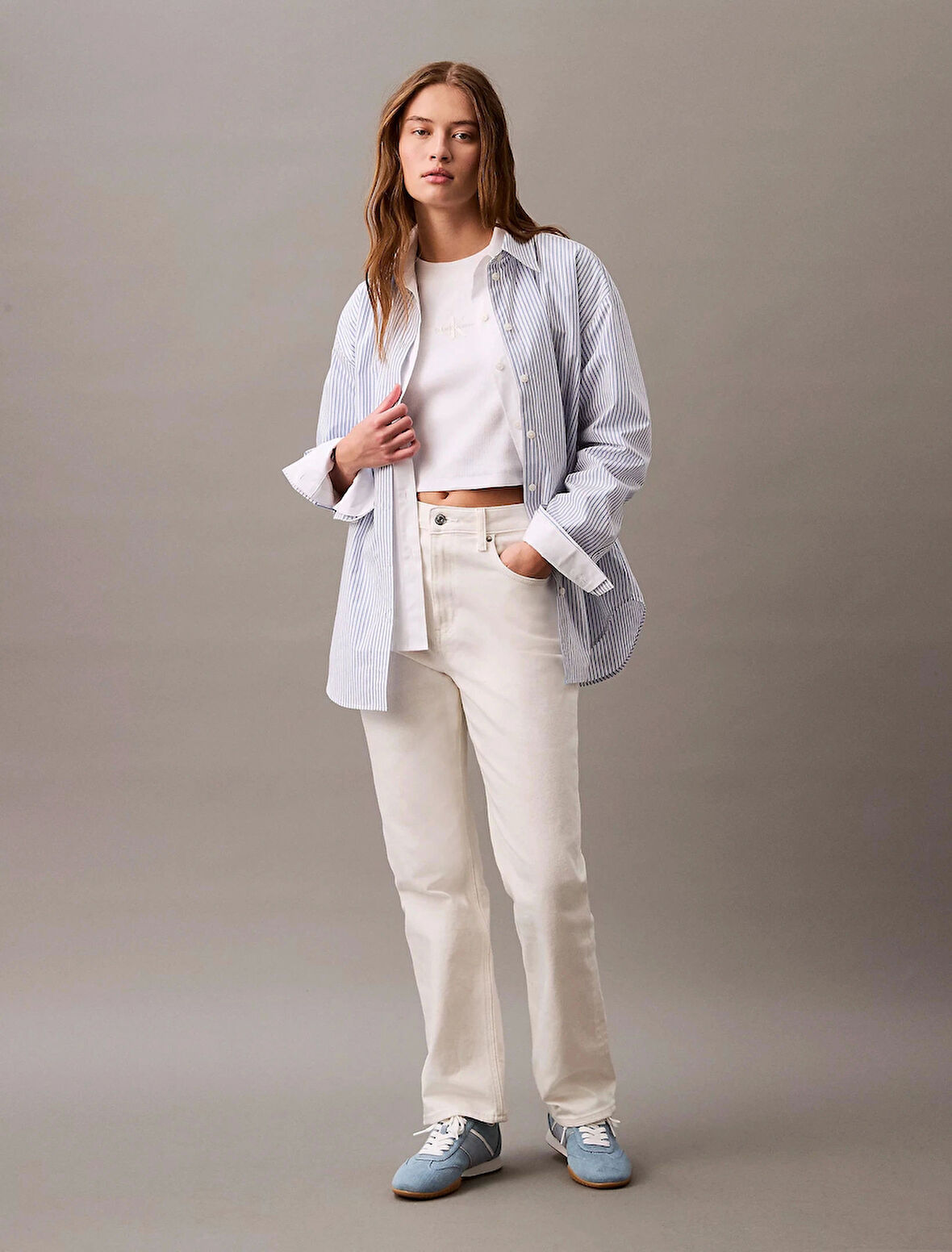 Calvin Klein Kadın Beyaz  Monogram T-Shirt