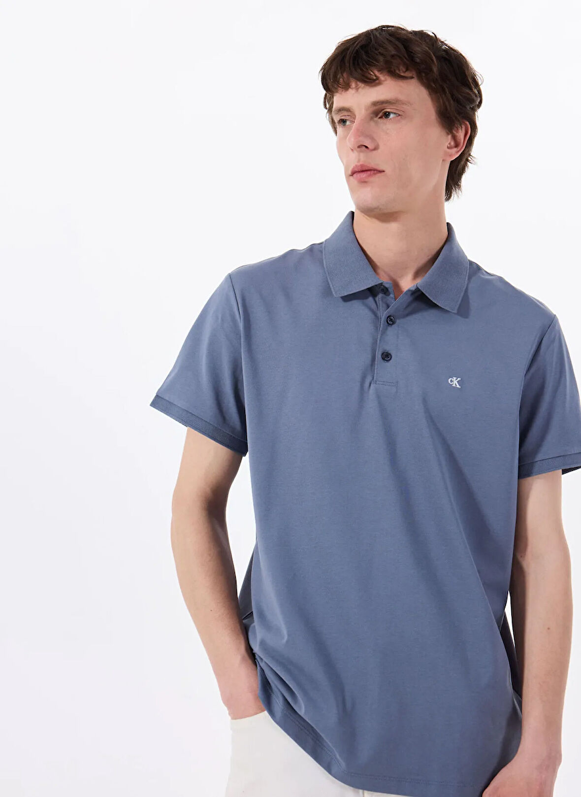 Calvin Klein Jeans Mavi Erkek Polo T-Shirt LV040HM281FCG SS SMOOTH COTTON POLO