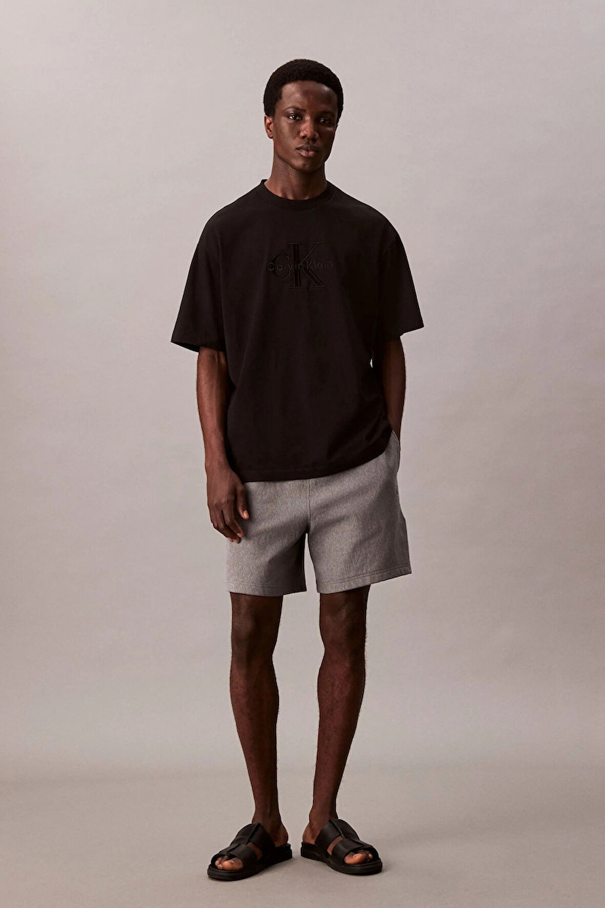 Erkek Nakış Logolu T-Shirt - Siyah | XS