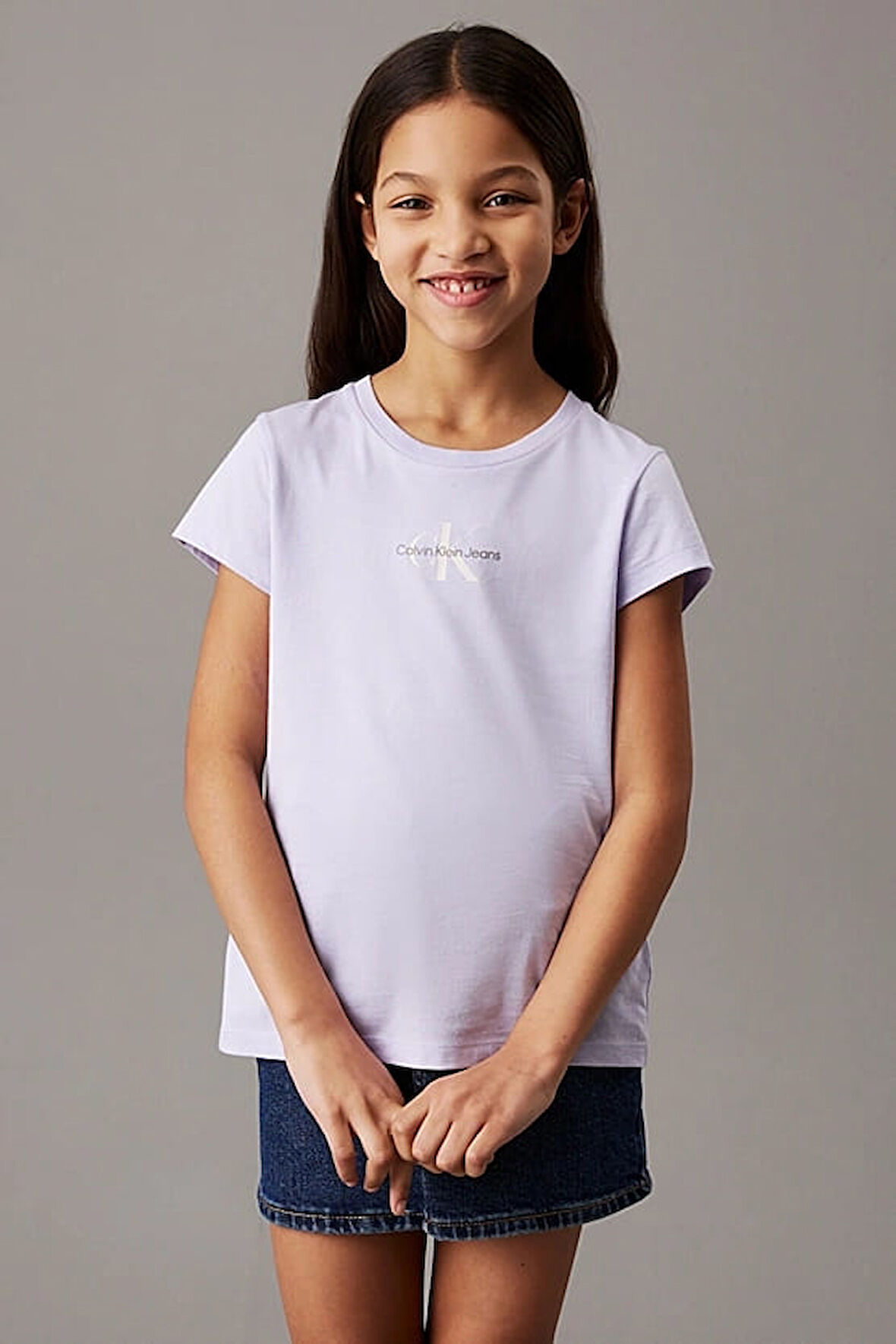 Kız Çocuk Ck Micro Monogram T-Shirt - Mor | 10 Yaş