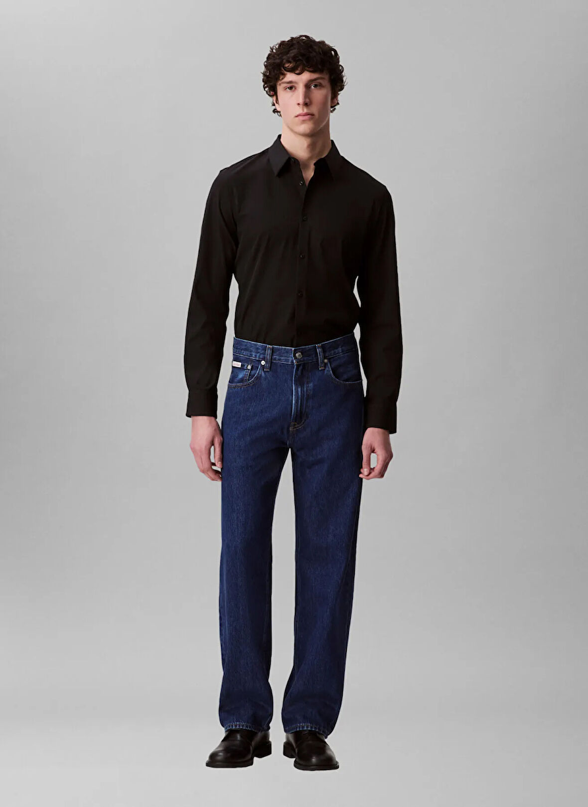 Calvin Klein Normal Gömlek Yaka Siyah Erkek Gömlek LV04LB149GUB1_LS TECH STRETCH SLIM