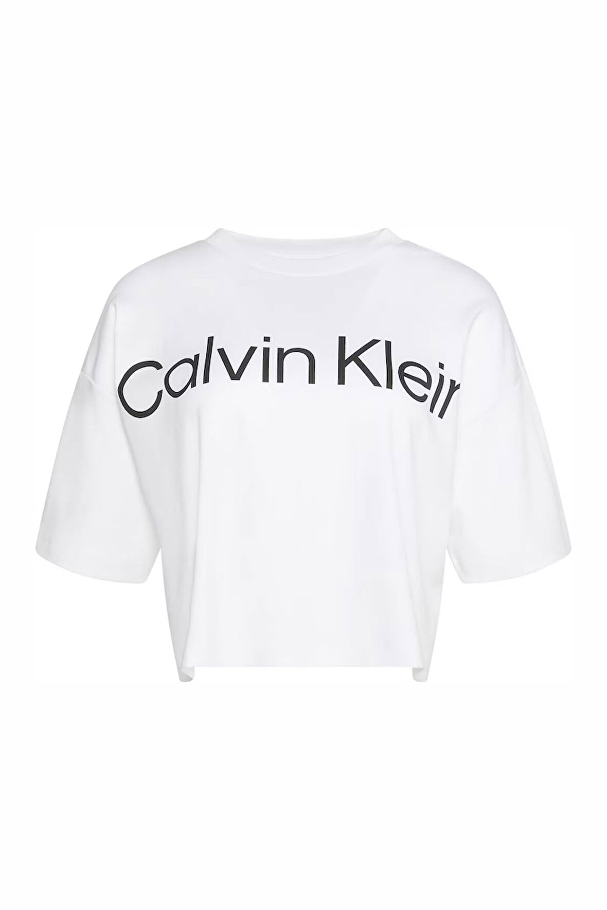 Kadın Boxy Logo T-Shirt Pamuklu Oversize Stil T-Shirt - Beyaz  | L