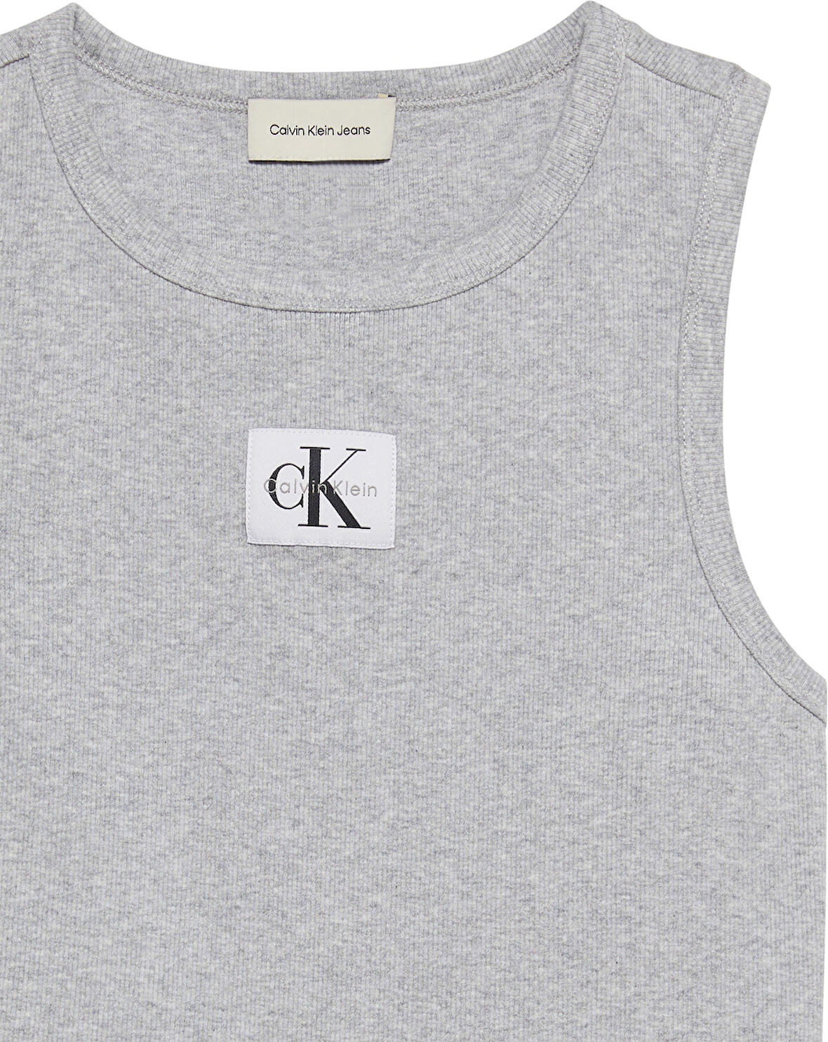 Calvin Klein Jeans A - WOVEN LABEL 2X2 COTTON RIB T Kadın Gri Bluz LV047C201G-P79