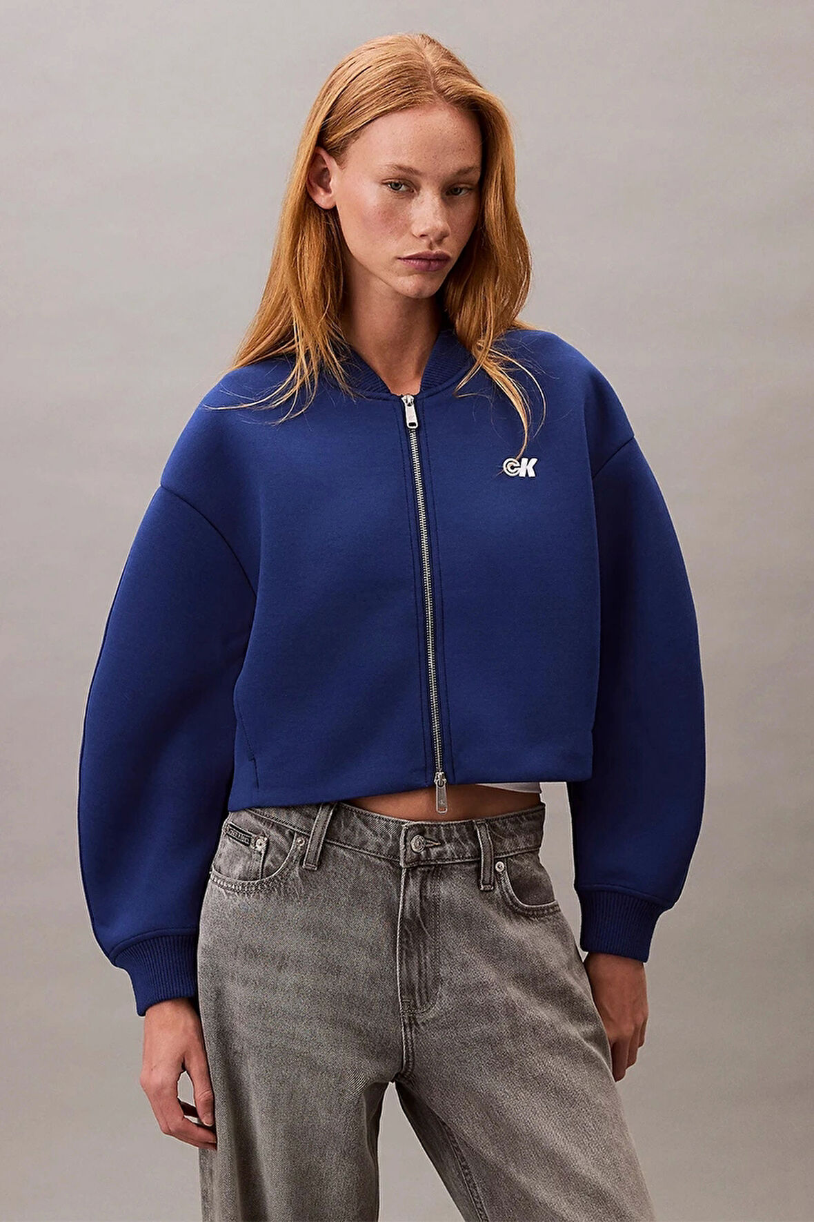 Calvin Klein Jeans Bol Kesim Scuba Kumaş Fermuarlı Bomber Kadın Ceket LV047C524G-6A8