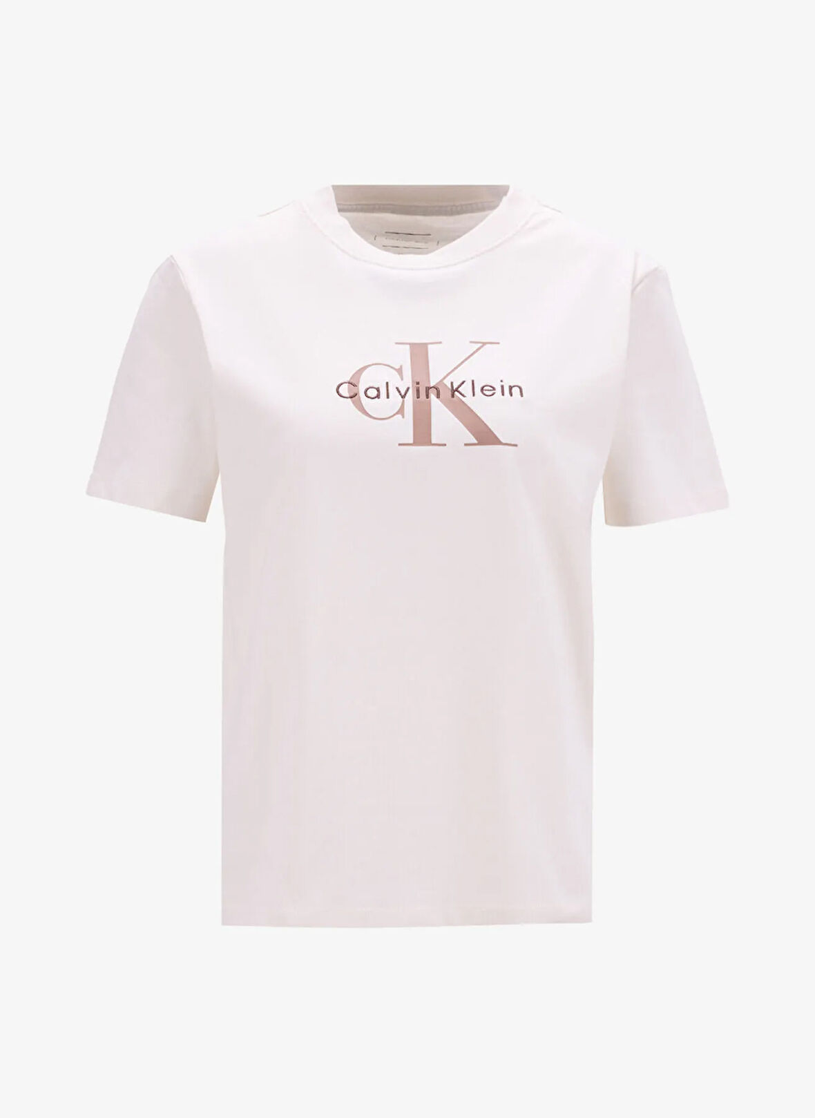 Calvin Klein Jeans Bisiklet Yaka Düz Bej Kadın T-Shirt