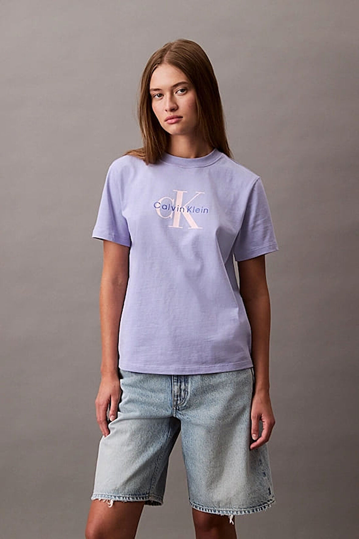 Kadın Ck Hero Classic Mono T-Shirt - Mor | 2XS