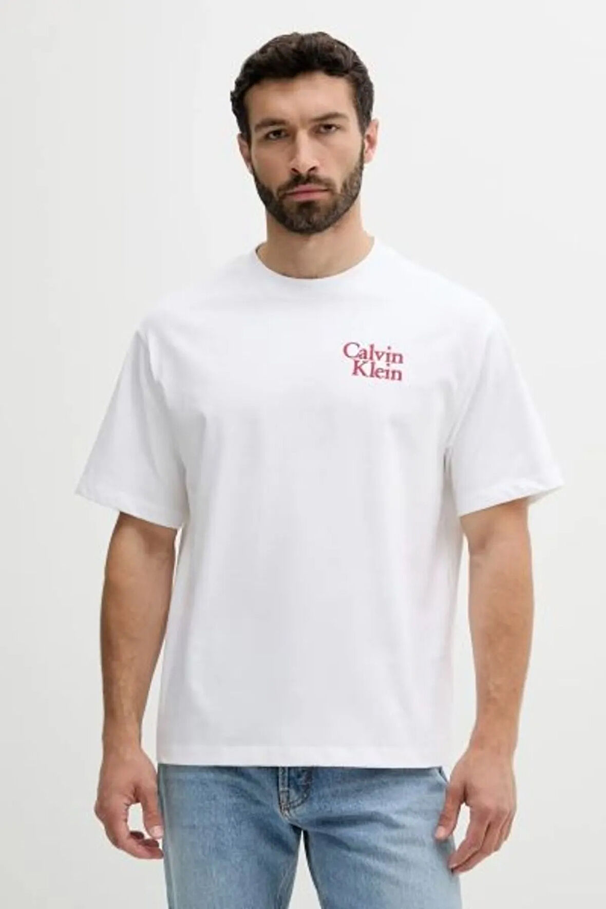 Calvin Klein Erkek Tişört-LV04RC808GWHITE
