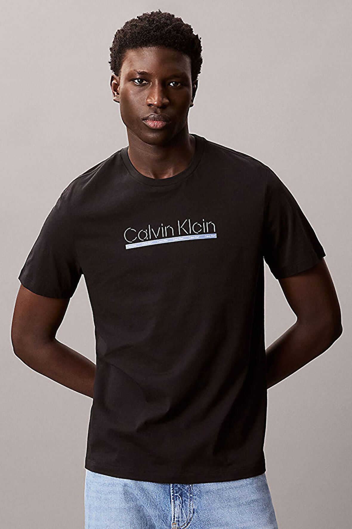 Erkek 30s Outline Kısa Kollu Logo Baskılı T-Shirt - Siyah | XS