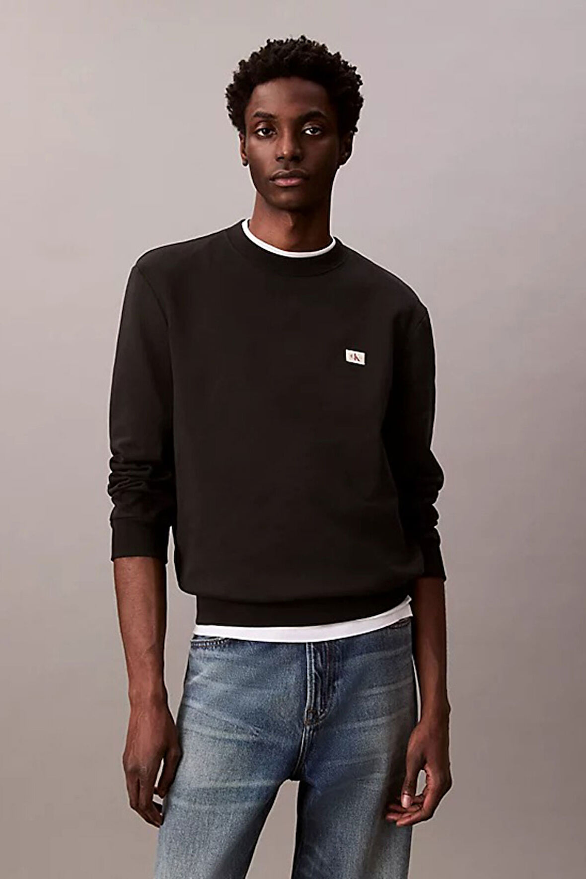 Erkek LS EU 350Terry Badge Sweatshirt - Siyah | M