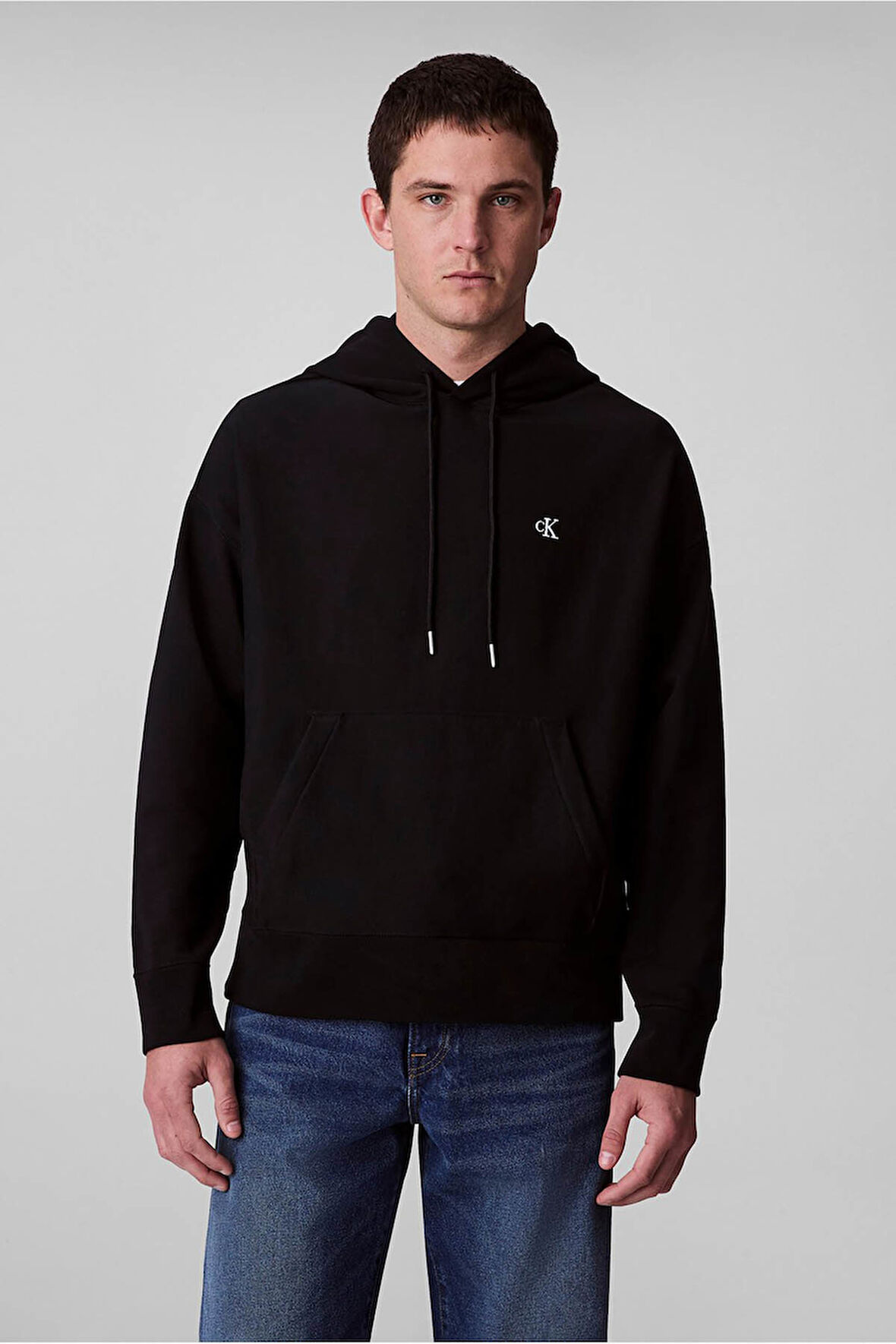 Erkek Premium Terry Monogram Kapüşonlu Sweatshirt - Siyah | XL