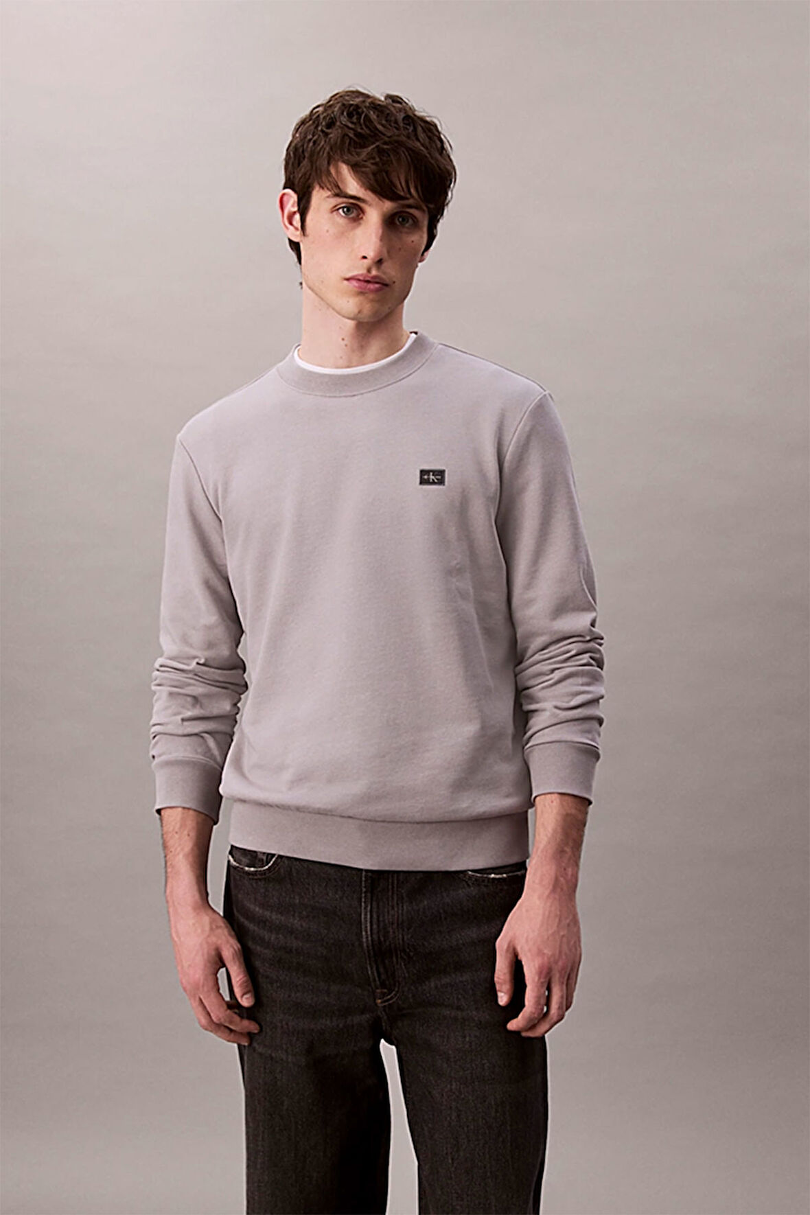 Erkek LS EU 350TERRY Badge Sweatshirt -  Gri | L