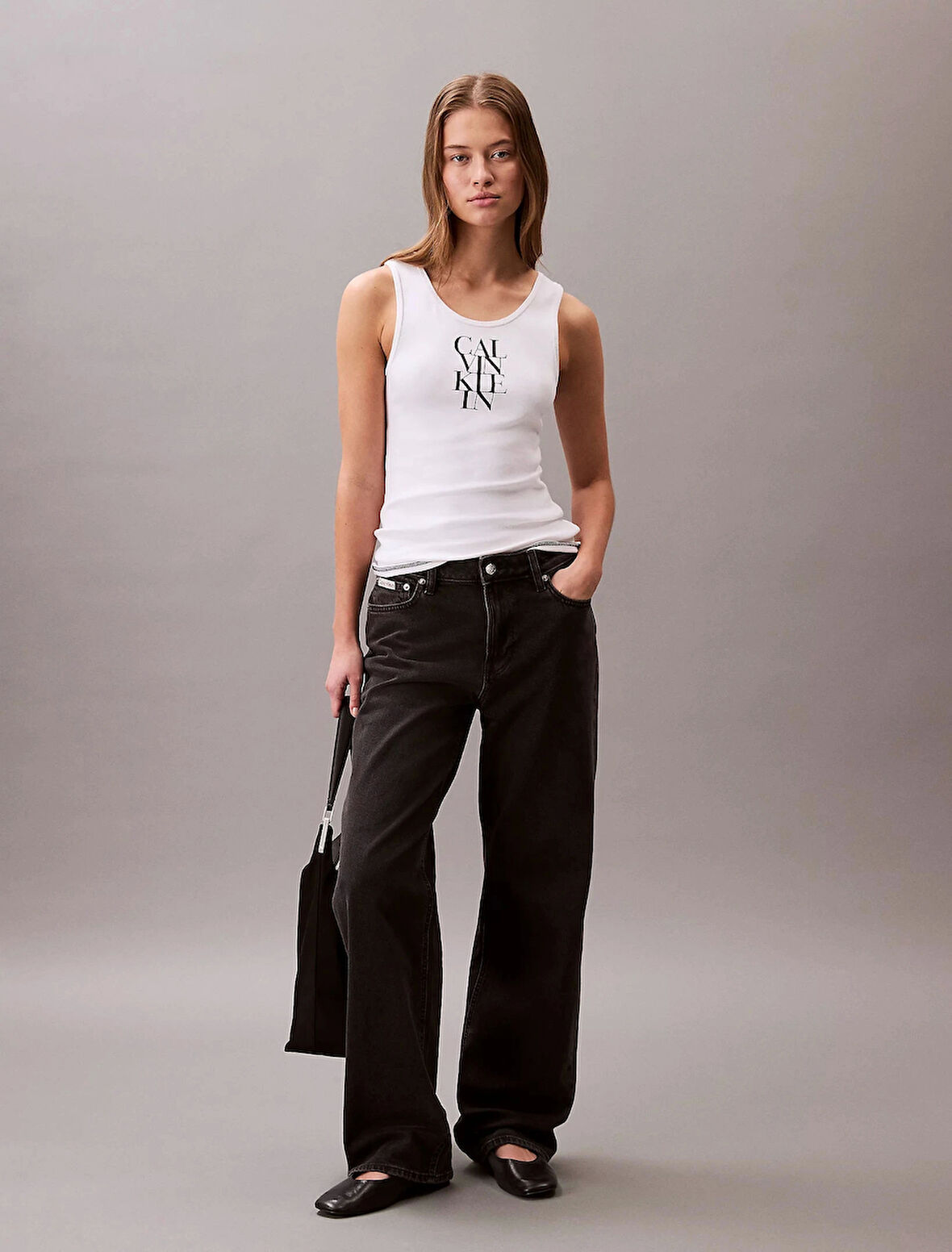 Calvin Klein Jeans SL COTTON RIB SOLID TANK Kadın Beyaz Bluz LV044C219G-YAA