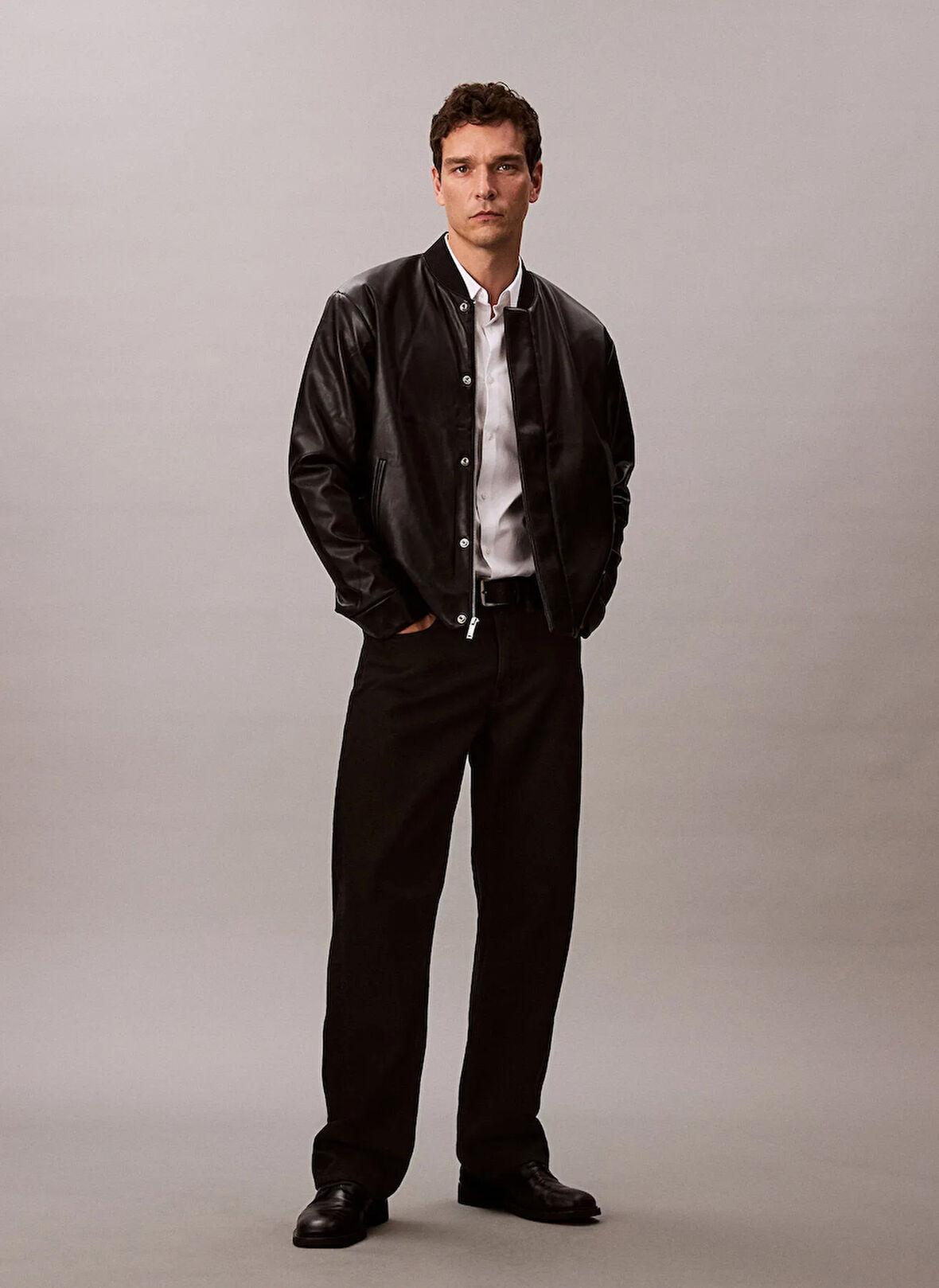 Calvin Klein Jeans Siyah Erkek Deri Ceket LV04RC407GUB1 LS FAUX LEATHER BOMBE