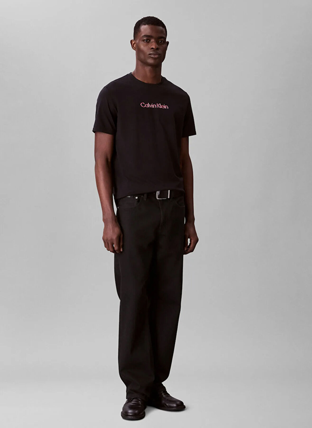 Calvin Klein Jeans Bisiklet Yaka Baskılı Siyah Erkek T-Shirt LV04RC858GUB1 SS GLITCHED LOGO EU C
