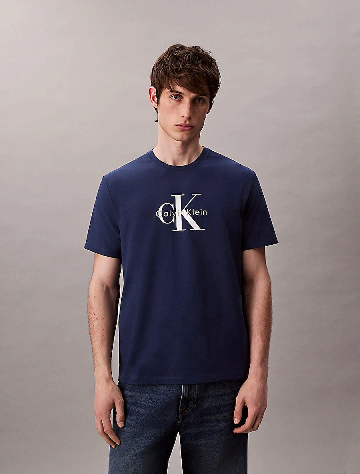 Calvin Klein Jeans SS Hero Monologo Tee 20s Erkek Mavi T-shirt LV04RB862G-C3I