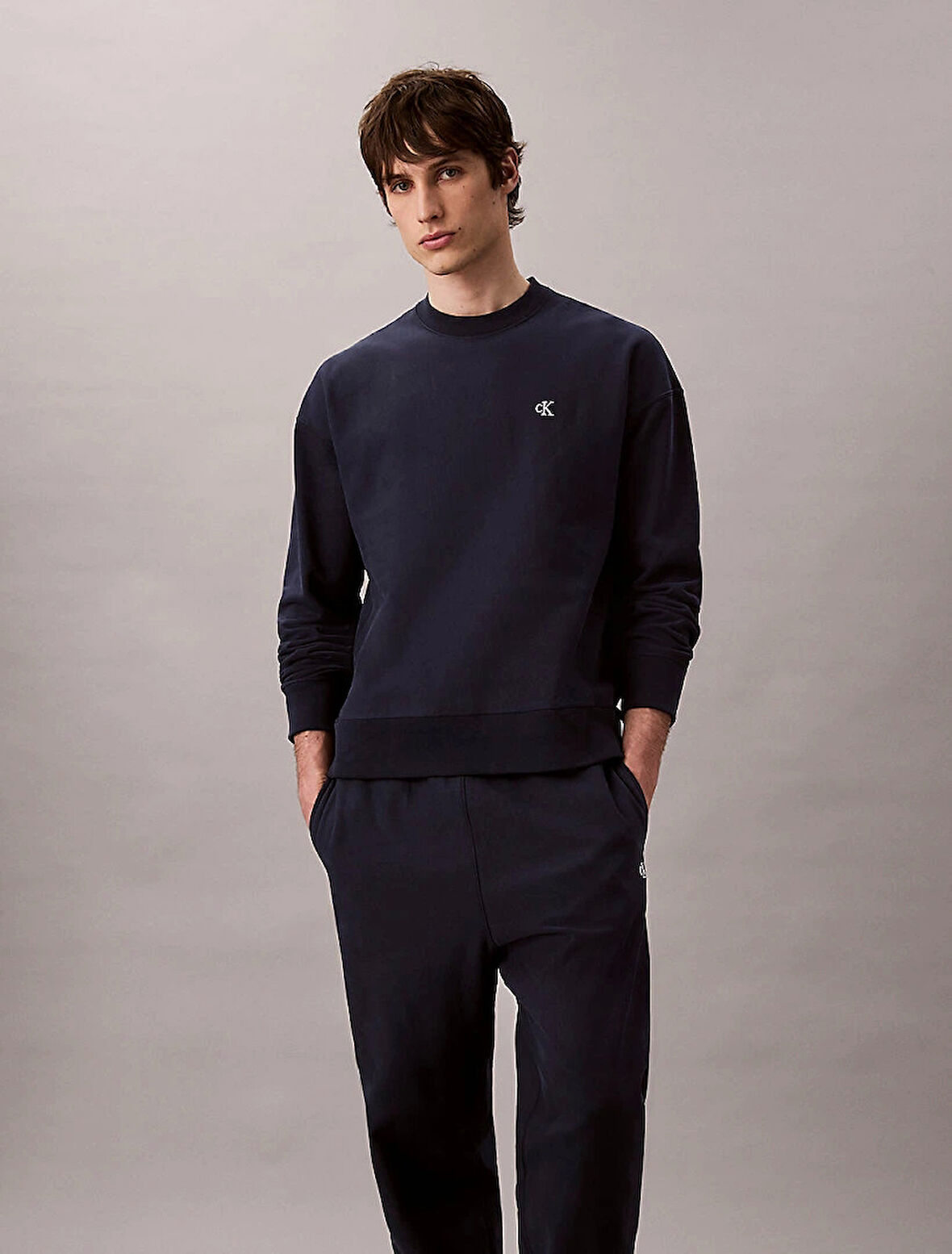 Calvin Klein Jeans PREMIUM TERRY MONOGRAM JOGGER Erkek Mavi Eşofman Altı LV04RC279G-CEF