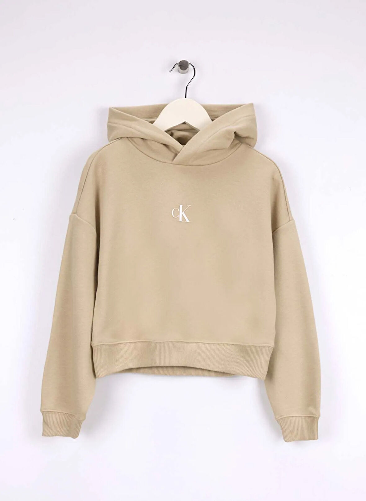 Calvin Klein Nakışlı Kız Çocuk Bej Sweatshırt IG0IG02755RAG