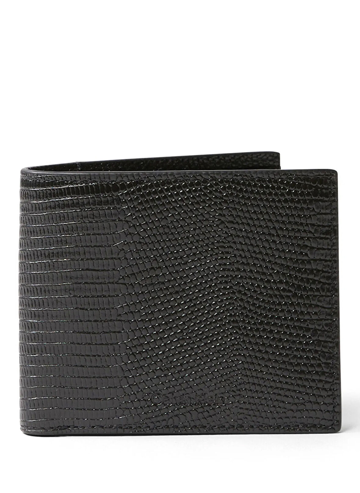 Calvin Klein Siyah Erkek Cüzdan LIZARD EMBOSSED BILLFOLD W/ COIN