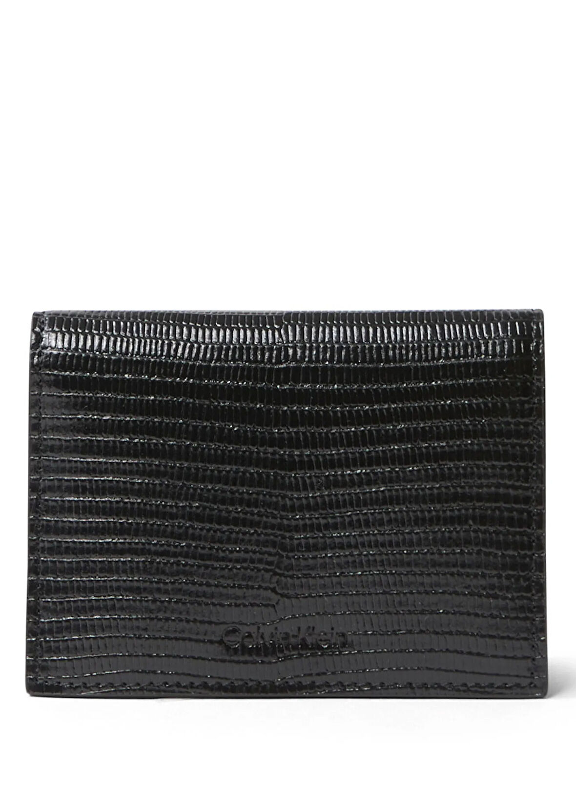Calvin Klein Siyah Erkek Kartlık LIZARD EMBOSSED CARD CASE W/ FLA