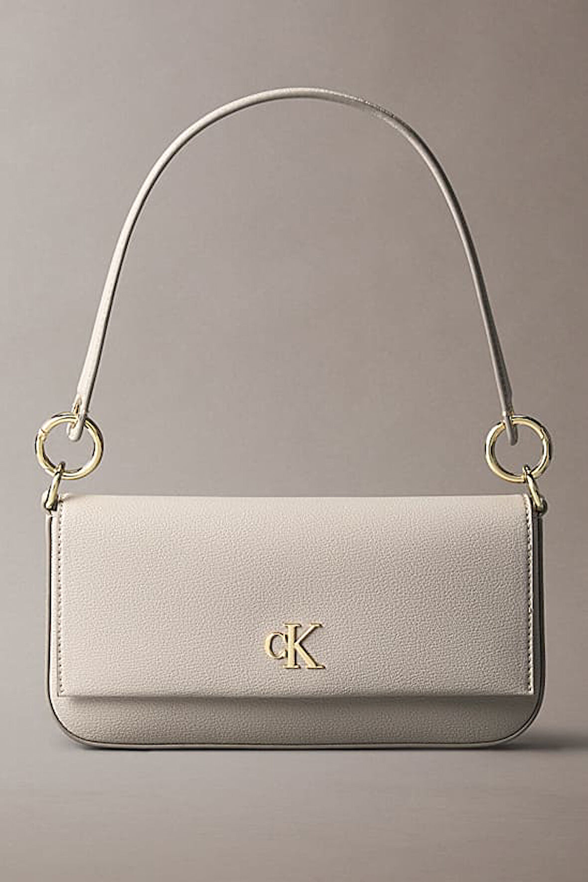 Kadın Minimalist Monogramlı Omuz Çantası - Krem | XS