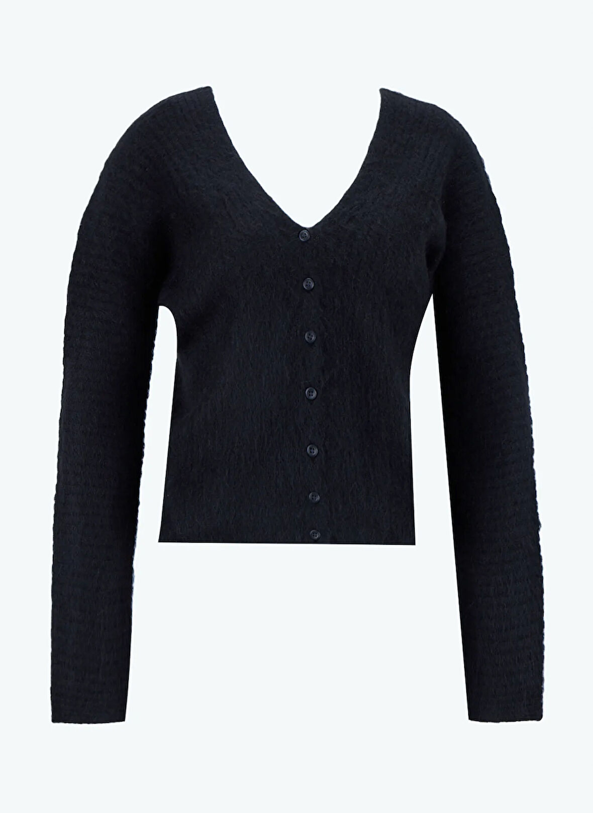 Calvin Klein V Yaka Standart Düz Siyah Kadın Kazak LV044D344GUB1