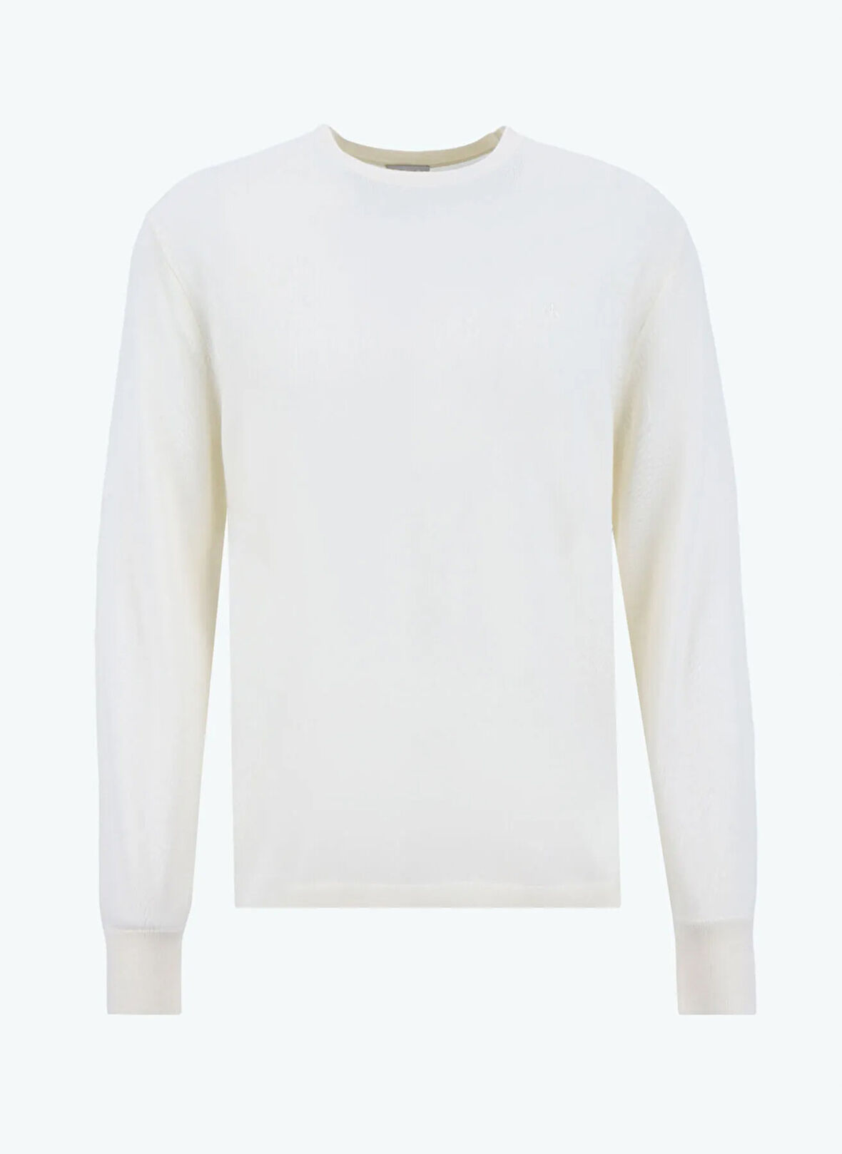 Calvin Klein Bisiklet Yaka Normal Beyaz Erkek Kazak LV04LB305GYAC_LS 100% MERINO CREW 1