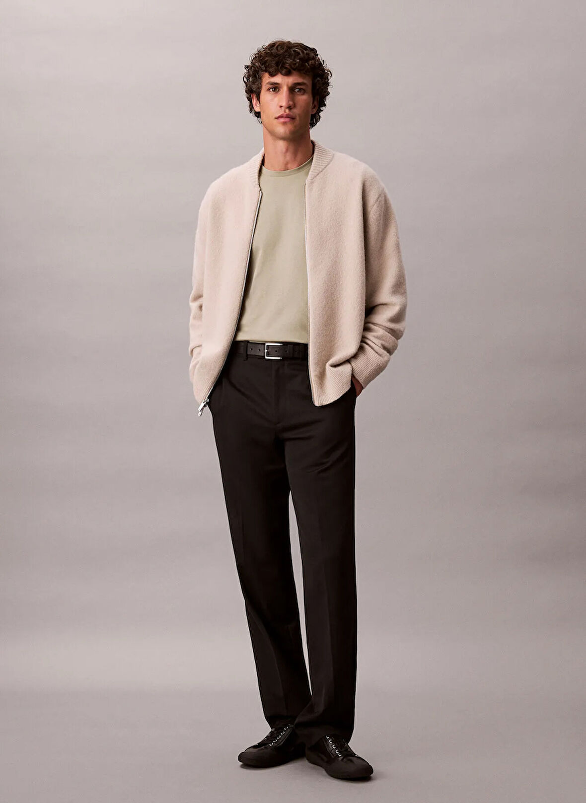 Calvin Klein Bisiklet Yaka Normal Kahve Erkek Kazak LV04LD309GNSU_LS BOMBER CASHMERE BL