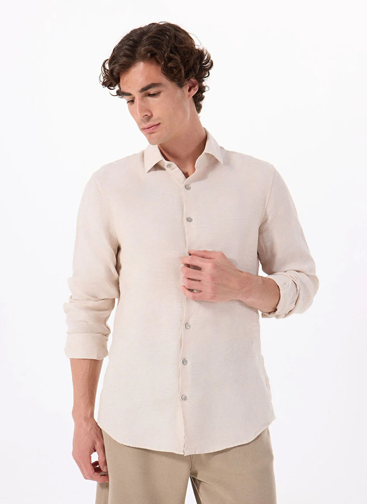 Calvin Klein Bej Erkek Gömlek K10K109286ACE