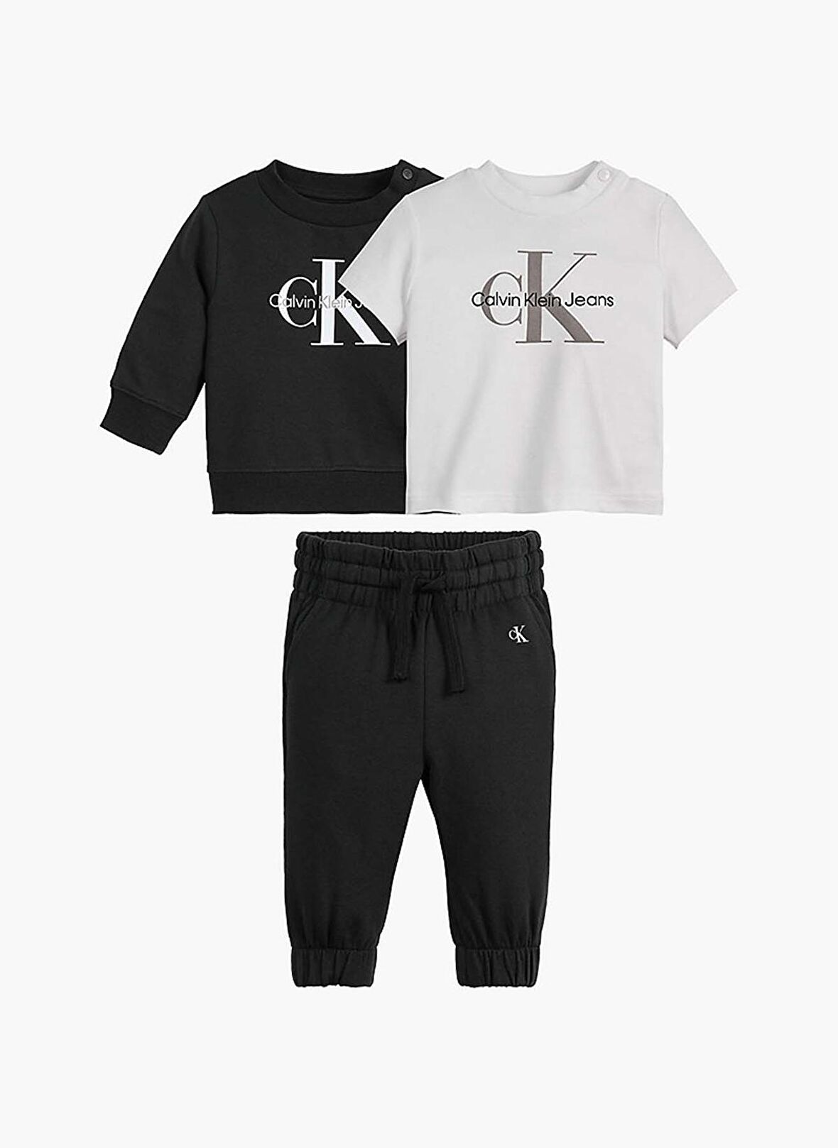 Calvin Klein Baskılı Siyah Bebek Eşofman Takımı IN0IN00011